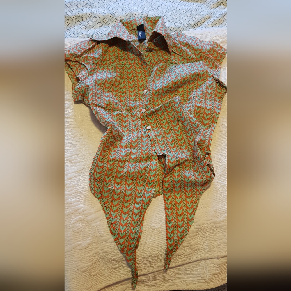 Zhouk tie-front summer print top - Picture 7 of 8
